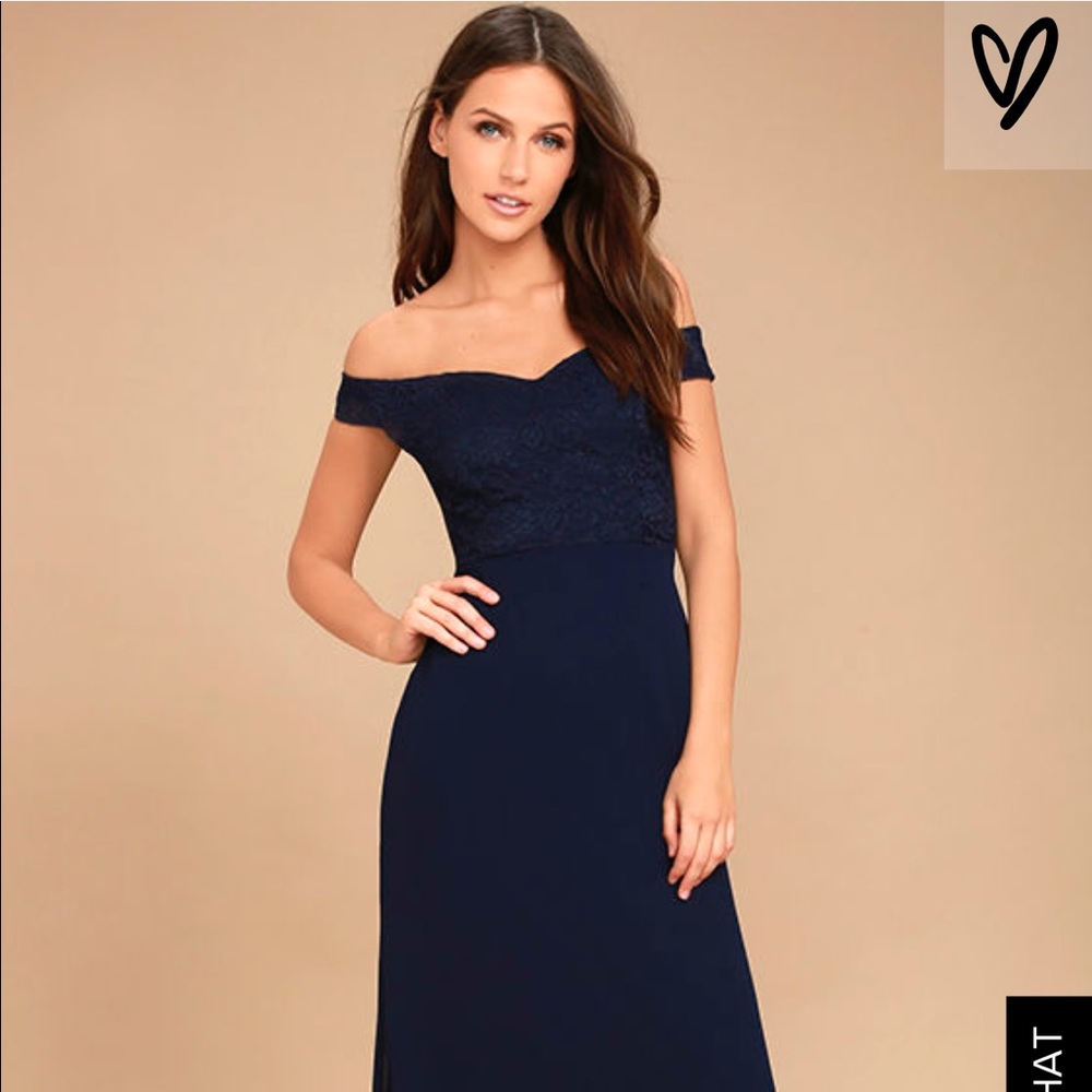 NWT Lulu’s long navy dress medium